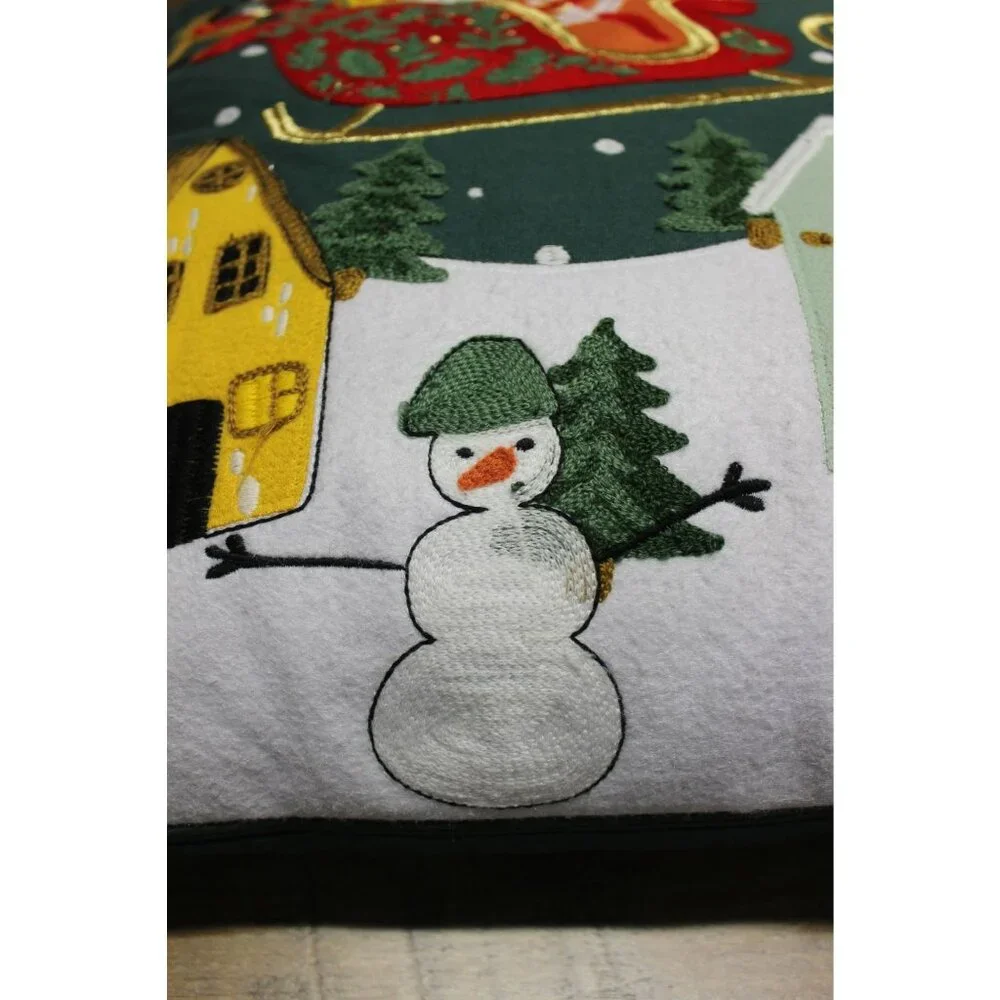 Embroidered Santa snowman Christmas holiday accent throw pillow home‎ decor
